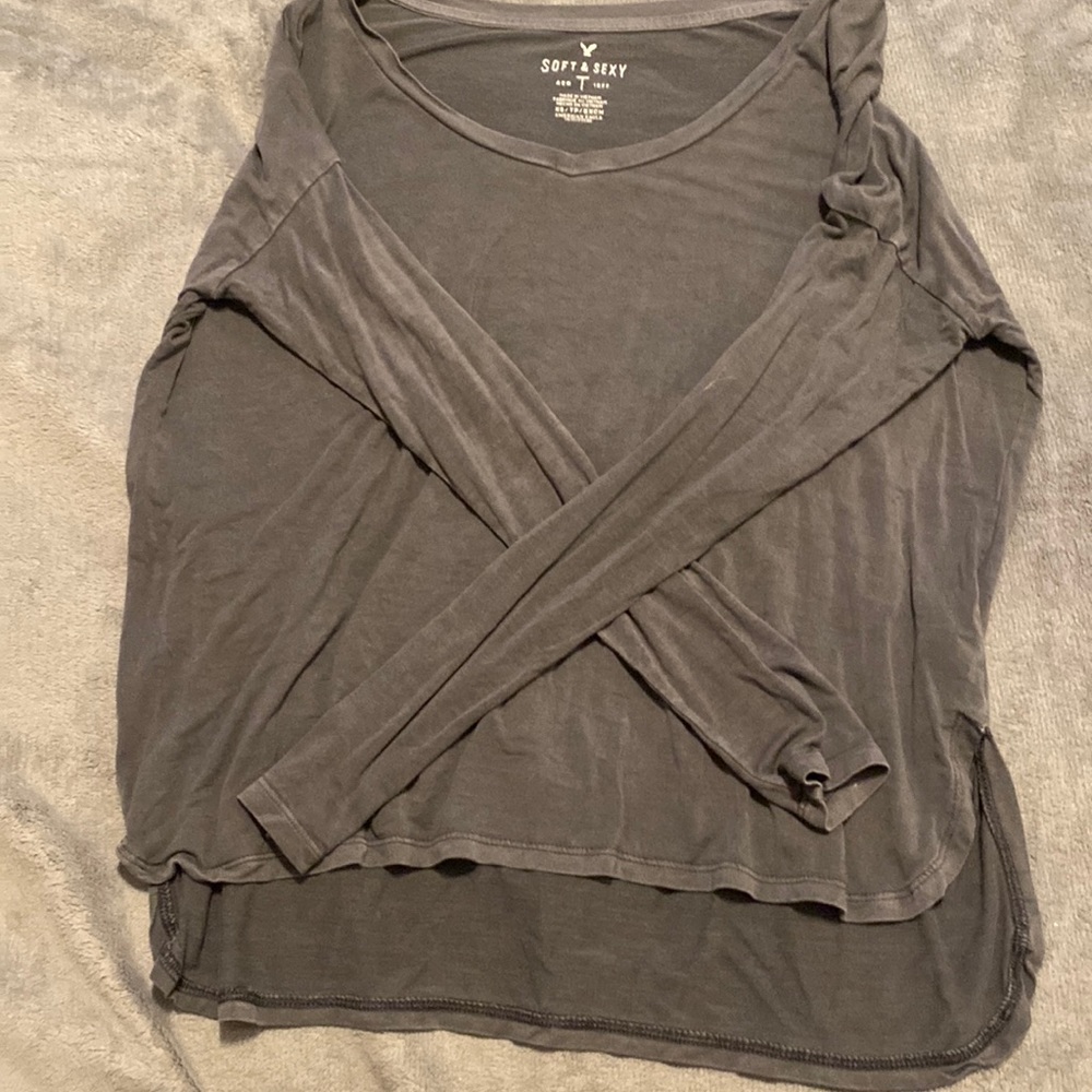 gray soft and sexy long sleeve top